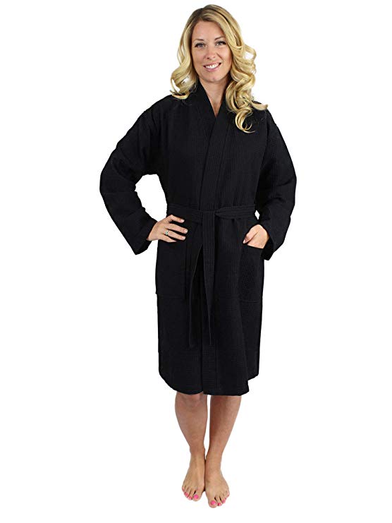 Premium Turkish Cotton Waffle Weave Lightweight Kimono Spa Bathrobe for Women