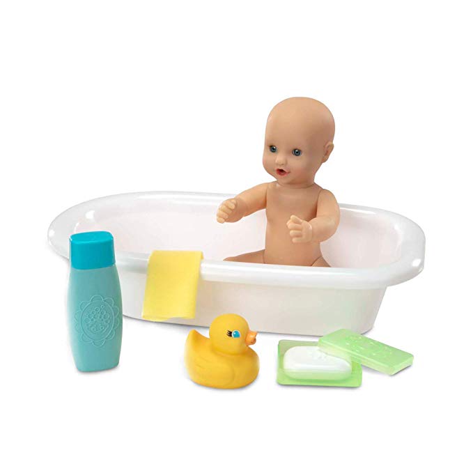 Melissa & Doug Mine to Love Baby Doll Bathtub and Accessories Set - White (6 Pieces, Great Gift for Girls and Boys - Best for 3, 4, 5, 6, and 7 Year Olds)