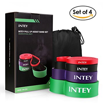 INTEY Resistance Bands Sets 4 pieces Premium Latex Pull Up Fitness Exercise Bands Workout Straps for Weight Loss Yoga for Men and Women