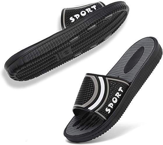 SOVIKER Men Outdoor Slide Slippers Slip on Shower Sandals Quick Dry Bedroom Indoor Beach Gym Bath Shoes
