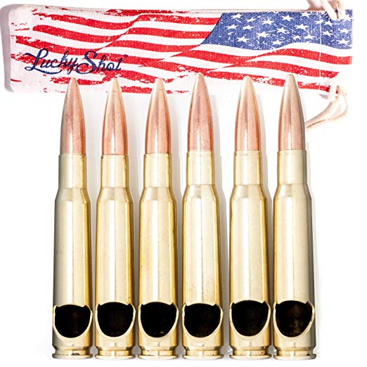 .50 Caliber Bottle Openers Set of 6 Made in the USA By Lucky Shot - Flag Bag included
