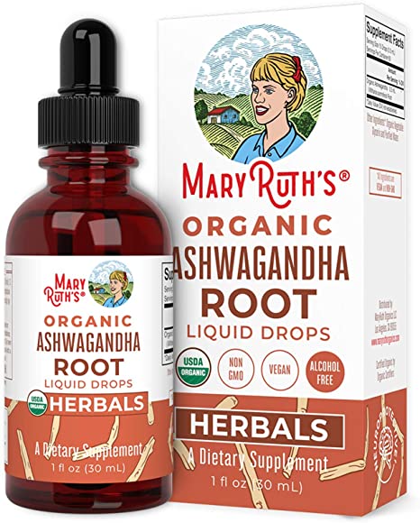 USDA Organic Ashwagandha Root Liquid Drops by MaryRuth's | Adaptogenic, Nervine, Neuroprotective | May Help Alleviate Stress & Regulate Homeostasis | Non-GMO, Vegan, 1oz