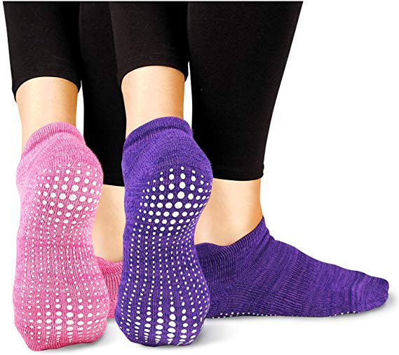 LA Active Grip Socks - Yoga Pilates Barre Ballet Non Slip Non Skid Maternity with Grippers