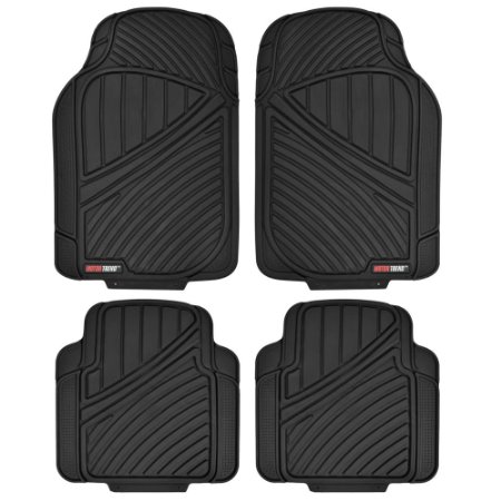 Motor Trend FlexTough Standard - 4pc Heavy Duty Rubber Floor Mats (Black)