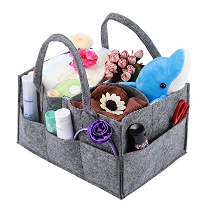 Baby Diaper Caddy, Magicfly Portable Nursery Storage Bin for Home Nursery and Car, Diaper Storage Basket Caddy Organizer with Changeable Compartments for infant Items, Wipes, Lotion