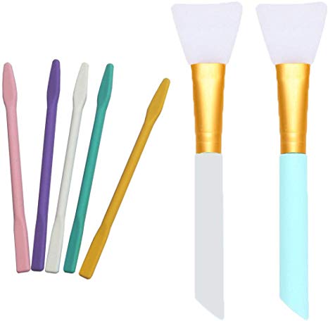 Silicone Stir Stick Kit Including 5PCS Silicone Stir Sticks, 2PCS Silicone Epoxy Brushes for Mixing Resin, Paint, Epoxy, Making Glitter Tumblers, DIY Crafts