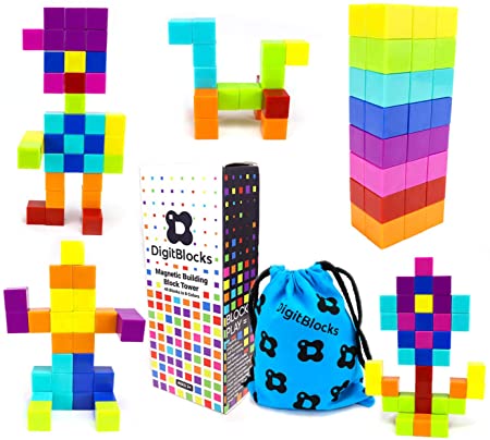 Brainspark DigitBlocks 48 pcs Magnetic Building Blocks Sensory Toys for Kids STEM Educational Sets Learning & Development Toys Magnet Cubes