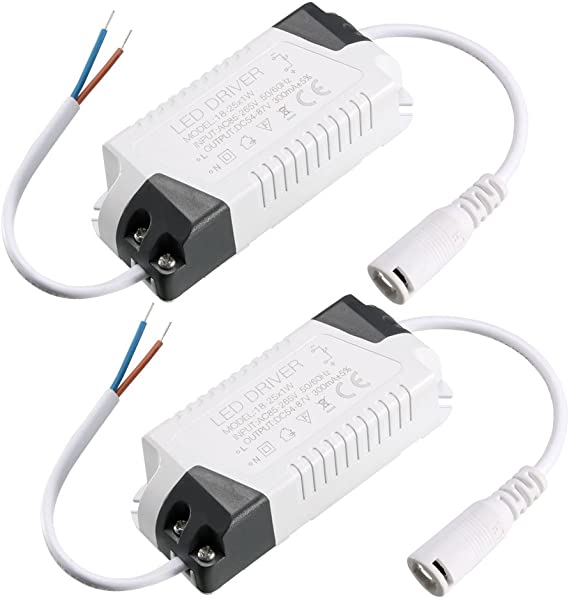 uxcell LED Driver 18-25W Constant Current 300mA High Power AC 85-265V Output 54-87V DC Connector External Power Supply LED Ceiling Lamp Transformer 2Pcs