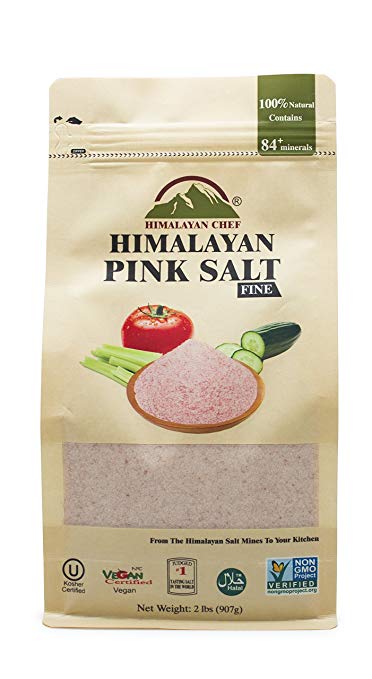 Himalayan Chef Pure Himilian pink Salt, 2 lbs Pouch Fine Grains