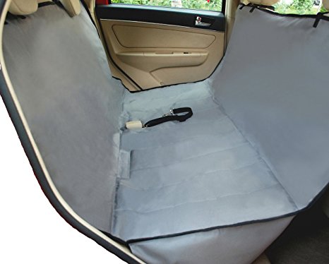 NAC&ZAC Deluxe Waterproof Pet Seat Cover With Bonus Pet Car Seat Belt for Cars and SUV -Nonslip, Quilted, Extra Side Flaps, Machine Washable Pet Hammock Car Seat Cover,
