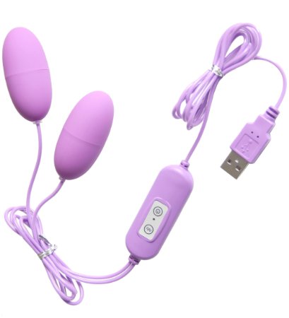 Gydoy® Waterproof 12 functions USB plug-in double vibration eggs vibrator Ultra quiet and Powerful (Purple)