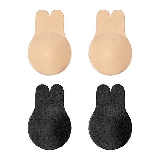 2 Pairs Push up Strapless Bra Bunny Breast Lift Nipplecovers Adhesive Backless Invisible Sticky Bra