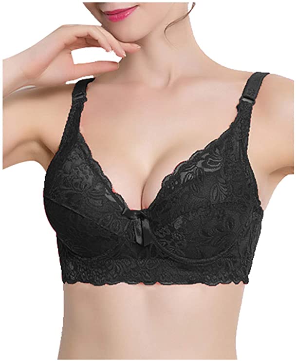 Sourcingmap Women Full Cup Bras Breathable Comfort Floral Lace Full Coverage Non Padded Underwired Bra