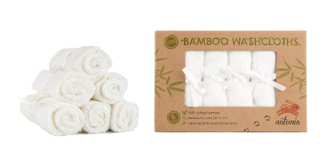 Premium Bamboo Baby Washcloths - Extra Soft Baby Bath Towels (6-Pack) Size 10"x10" - Ideal Organic Reusable Wipes - Perfect Baby Registry Gift