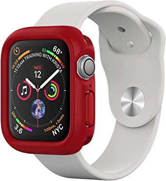 RhinoShield Bumper Case for Apple Watch Series 4 [44mm - NOT 40mm] [CrashGuard NX] | Shock Absorbent Slim Design Protective Cover [1.2M/4ft Drop Protection] - Red