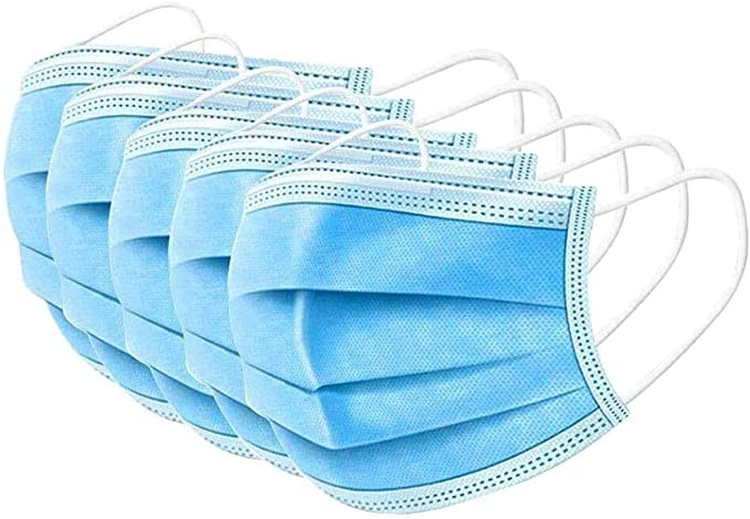 200 pcs 3 Ply Non-Woven Disposable Activated Carbon Face Másk Bandanas for Adults and Kids (Blue)
