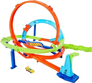 Hot Wheels Toy Car Track Set, Action Loop Cyclone Challenge Track Set, 2 Ways to Play & Easy Storage, with 1:64 Scale Toy Car