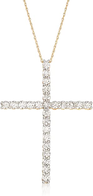 Ross-Simons 2.00 ct. t.w. Diamond Cross Pendant Necklace in 14kt Yellow Gold