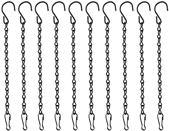10 Pack 9.5 Inches Hanging Chains, Garden Plant Hangers, for Bird Feeders, Billboards, Chalkboards, Planters, Lanterns, Wind Chimes and Decorative Ornaments (Black)