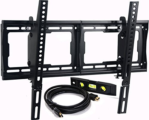 VideoSecu Mounts Tilt TV Wall Mount Bracket for Most 23quot- 70quot LCD LED Plasma TV with VESA 200x100 400x400 to 600x400mm 15 Degree Tilt up or down - Bonus HDMI Cable and Bubble Level MF608B BBM