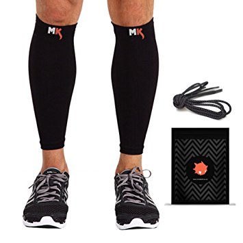 Calf Compression Sleeve   3M Reflective Laces - Socks for Men & Women - Guard Sleeves for Calves, Shin Splints Running Cycling Hiking CrossFit Basketball Baseball Triathlon & Gym
