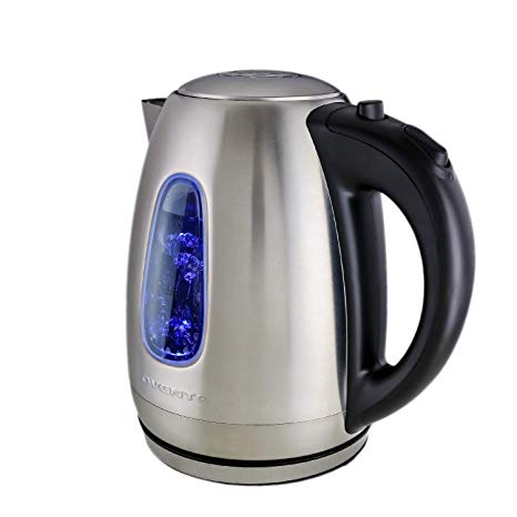 Ovente KS960S Electric Kettle, Cordless Tea and Water Heater, Automatic Shut-Off & Boil-Dry Protection, BPA-Free, Stainless Steel, Concealed Heating Element, 1.7L, Silver