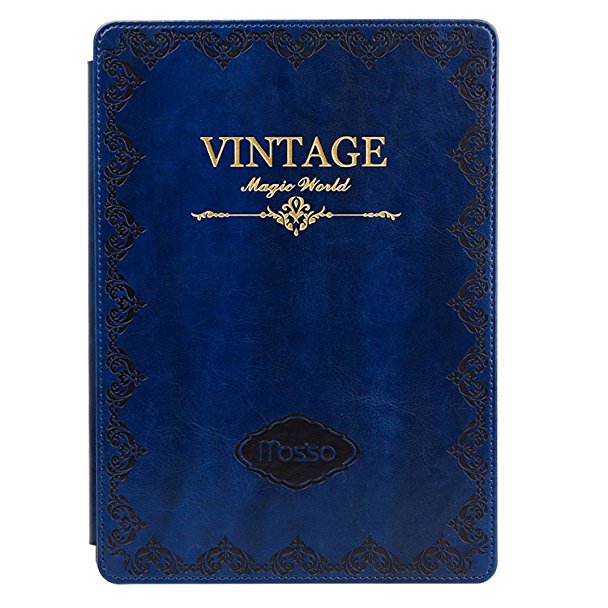 Mosiso Case for iPad Air 2, Vintage Classic Retro Book Style Smart Slim-Fit Multi-angle Stand Cover with Auto Sleep / Wake Feature Only for 2nd Generation (2014 Release), Blue