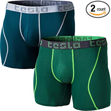 Tesla Men's Athletic Stretch 6" No-Fly Brief Dri Fit Underwear Trunk (2-Pack) MBU05/MBU12