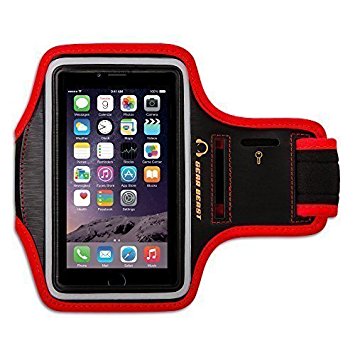 Gear Beast Sport Gym Running Armband with Key Holder and Reflective Safety Band for iPhone 6s, 6, Galaxy S7, S6, S6 Edge, S5, Motorola Moto G, Moto E, Moto X, Droid Maxx, Droid Turbo, Other