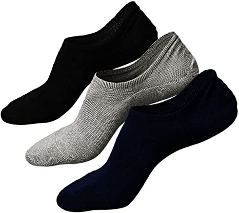 Mens No Show Trainer Socks Invisible Non Slip Athletic Cotton Ankle Crew Socks, 3/6 pairs