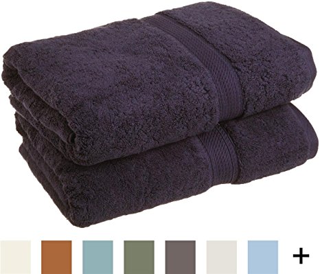 Superior 900 GSM Luxury Bathroom Towels, Made of 100% Premium Long-Staple Combed Cotton, Set of 2 Hotel & Spa Quality Bath Towels - Navy Blue, 30" x 55" each