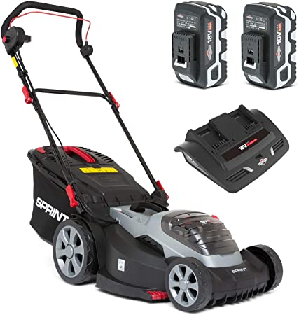 Sprint 2x18V (36V) Lithium-Ion 44cm Cordless Lawn Mower 440P18V, Including 2X 5Ah Battery and Dual Charger, 5 Years Warranty, Red