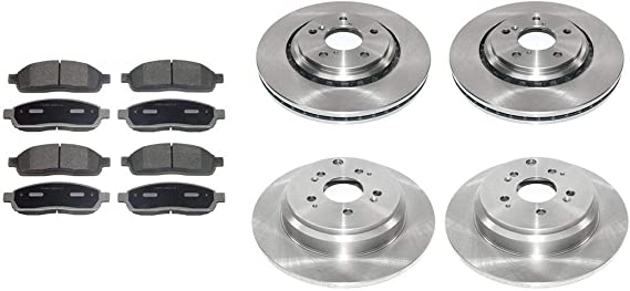 AutoDN Front and Rear Disc Brake Rotors and Ceramic Pads 6PCS Compatible With Odyssey 15 16