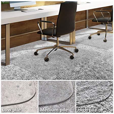 Office Chair Mat for Carpeted Floors | Desk Chair Mat for Carpet | Clear PVC Mat in Different Thicknesses and Sizes for Every Pile Type | High-Pile 36"x48"