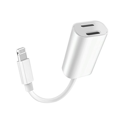 originAIM Dual Lightning Adaptor With Audio & Charge Port, Supporting For iPhone 7/7 Plus, Data Sync (White)