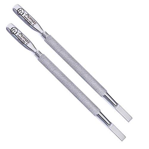 ProMax Cuticle Pusher and Straight Edge cutter Pusher - Double Ended 100% Stainless Steel Cuticle Remover, Trimmer And Cutter-Manicure and Pedicure Tool-for Fingernails (Mirror Finish Pack Of 2)