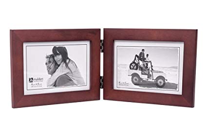 Malden Double Horizontal 4x6 Picture Frame - Wide Real Wood Molding, Real Glass - Dark Walnut