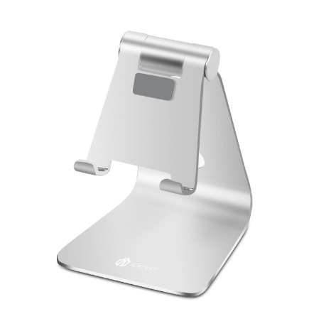 iClever IC-CS01 Desktop Aluminum Stand for Cellphone Tablet E-reader and More Adjustable Viewing Angle Silver