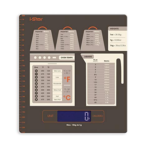 Digital Kitchen Food Scale With Conversion Chart and LCD Display | Portable Electronic Weight Scale Grams and Oz | Ideal For Cooking, Baking, Mail, Coffee, Jewelry, Meat etc by i-Star
