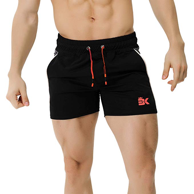 BROKIG Men's 5" Gym Bodybuilding Shorts Running Workout Lightweight Shorts Elastic Waistband with Pockets