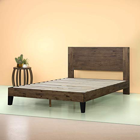 Zinus Tonja Platform Bed / Mattress Foundation / Box Spring Replacement / Brown, Queen