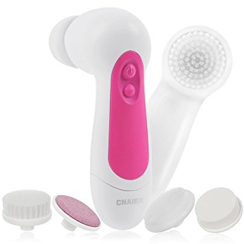 CNAIER 5 in 1 Advanced Cleansing System with Facial Exfoliating Brush for Microdermabrasion and Deep Scrubbing