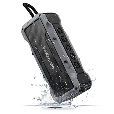 Waterproof Speaker, Poweradd MusicFly IPX7 Waterproof/ Sandproof/ Shockproof 36W 24Hours 4000mAh Outdoor Portable Bluetooth Speaker with 4 Speakers(2X13W  2X5W), DSP Technology USB Charging Port for Outdoor Seaside, Camping, Car driving, Swimming Pool and More