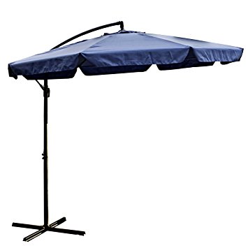 ALEKO UMB10FTB Adjustable Outdoor Banana Hanging Canopy Umbrella Patio Waterproof Polyester with 360 Degree Rotation 8 x 10 Feet Blue