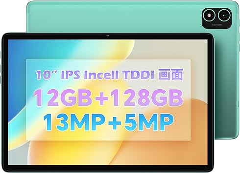 新登場 Android タブレット 10インチ、TECLAST P40S タブレット 12GB RAM(6 6拡張) 128GB ROM 1TB TF拡張，2.0Ghz 8コアCPU タブレットアンドロイド12，GMS認証 2.4G/5G WiFi 6000mAh Type-C充電 GPS 13MP/5MPカメラ Bluetooth5.0 無線投影 顔認証 児童守護 800MHz GPU 1280*800 TDDI IPS画面 説明書付き OTG転送、軽量子供用タブレットPC [SIM対応しない]