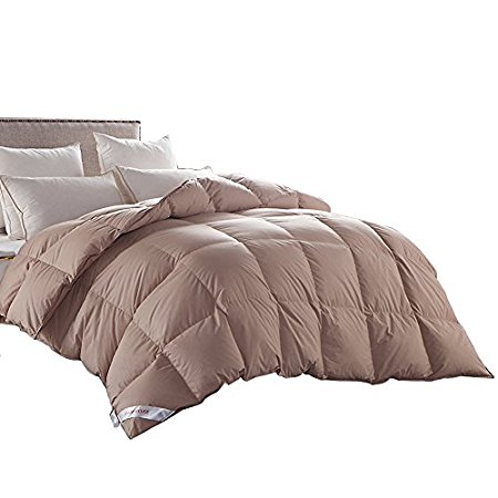 BLACK FRIDAY SALES! King Size Duvet Insert 100% Goose Down khaki Comforter -Hypoallergenic,Box Stitched,Protects Against Dust Mites and Allergens(Khaki,King)