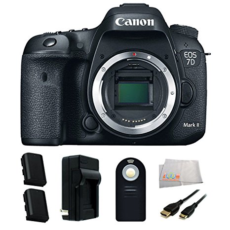 Canon EOS 7D Mark II Digital SLR Camera (Body Only) Accessory Kit. Includes 2 Extended Life Replacement Batteries(LP-E6N)   Charger   Mini HDMI Cable   Microfiber Cleaning Cloth