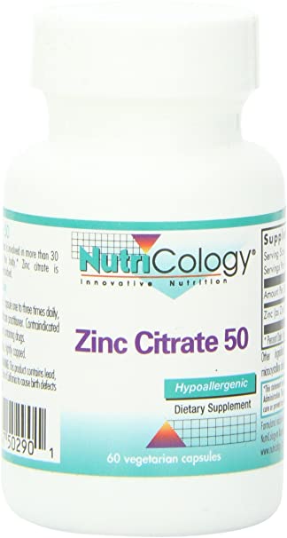 Nutricology Zinc Citrate 50 Mg, Vegicaps, 60-Count