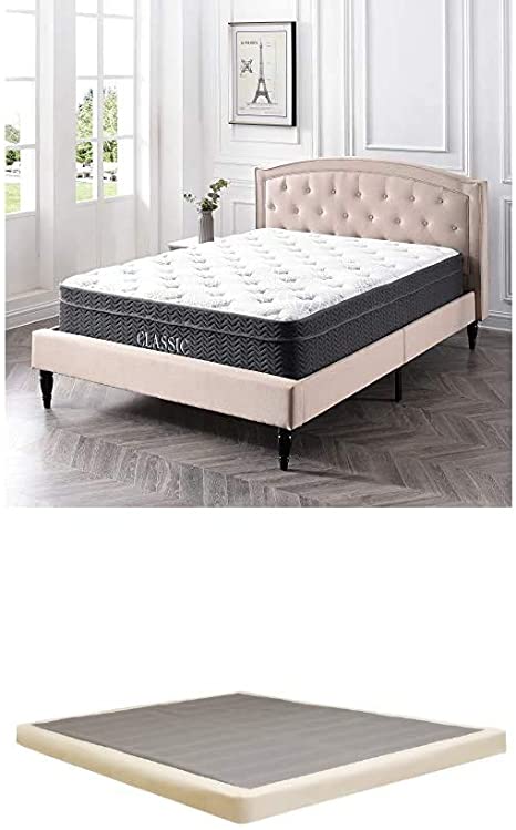Classic Brands Celadon Hybrid Gel Memory Foam and Innerspring 12-Inch Mattress Includes a 4-Inch Low Profile Instant Foundation, Queen