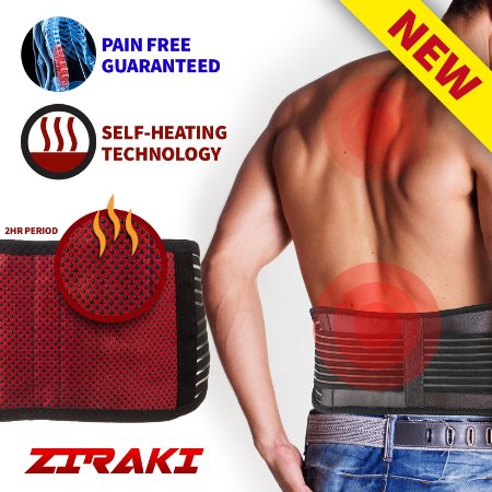 Ziraki Adjustable Lumbar Lower Back Support Massage Brace ★ Self-heating Magnetic Therapy Belt ★ Relieve Pain And Stress ★ FDA Approved